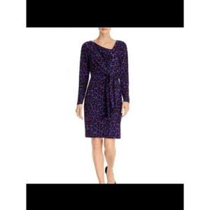 LEOTA Womens Blue Long Sleeve Above The Knee Wear To Work Sheath Dress S